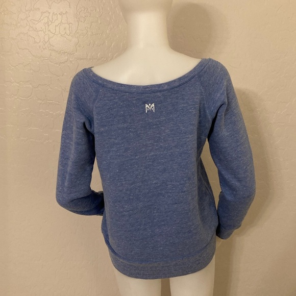 Milly Resting Beach Face Scoop Neck Heather Blue Lightweight Sweatshirt Small - Picture 7 of 7